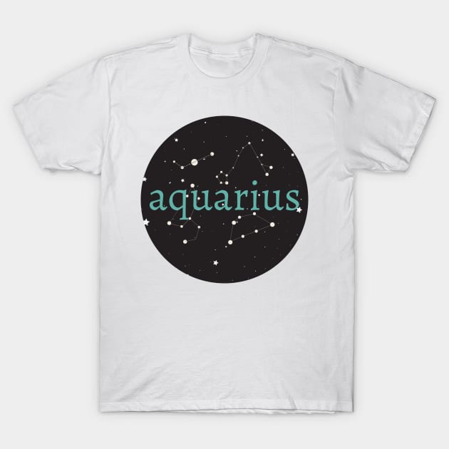 Aquarius Zodiac Star Sign Circle T-Shirt by magicae